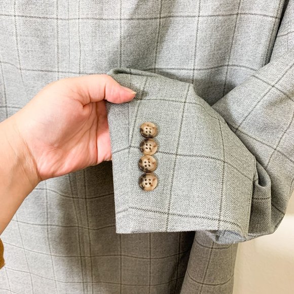 Ralph Lauren gray plaid blazer sport jacket silk wool 44L - Picture 10 of 10